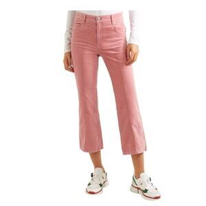 Isabel Marant 4 Anyree Pink VELVET $258 High Rise Pants Crop Flare Leg Jeans 36